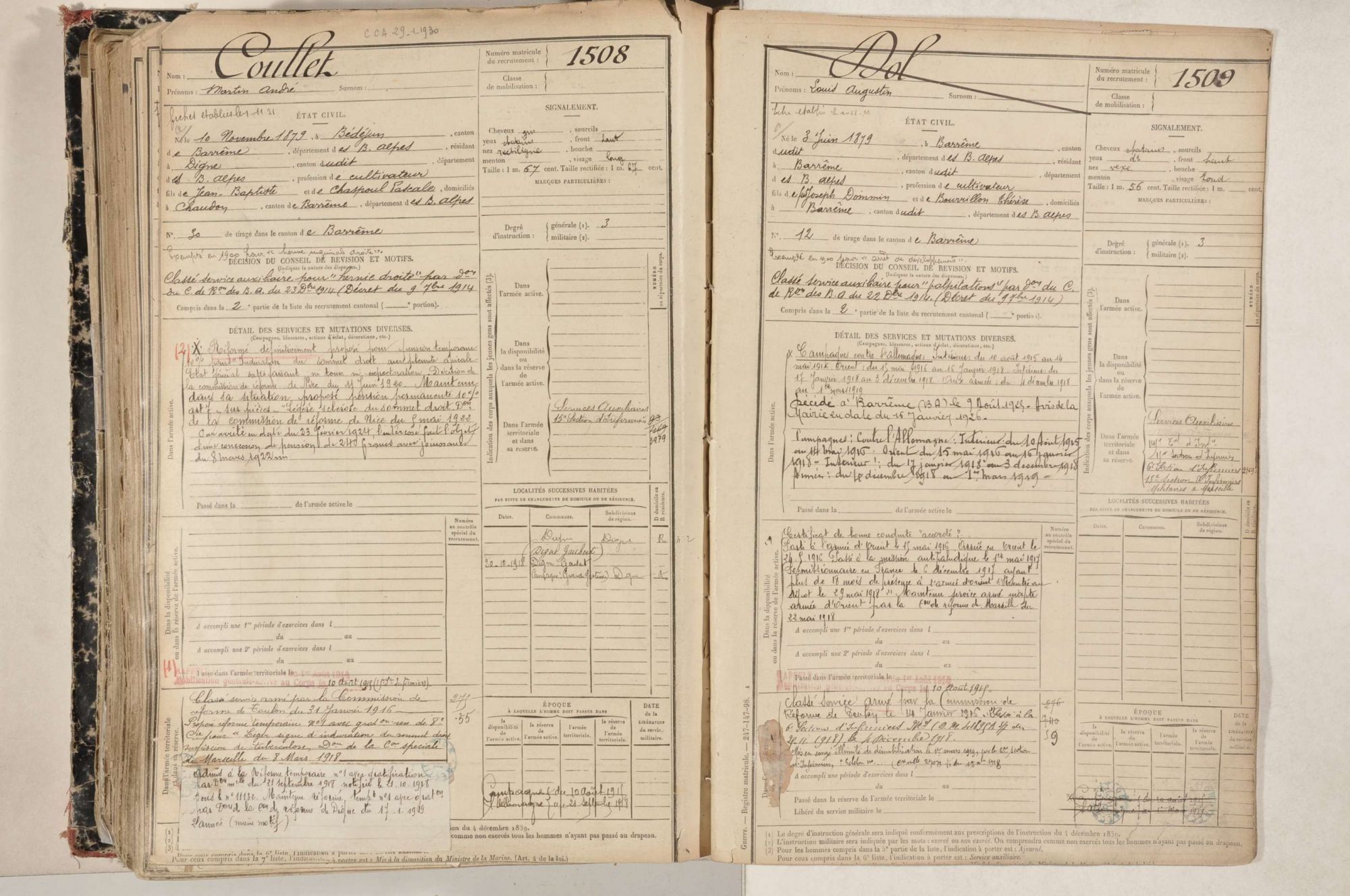 Matricules militaires