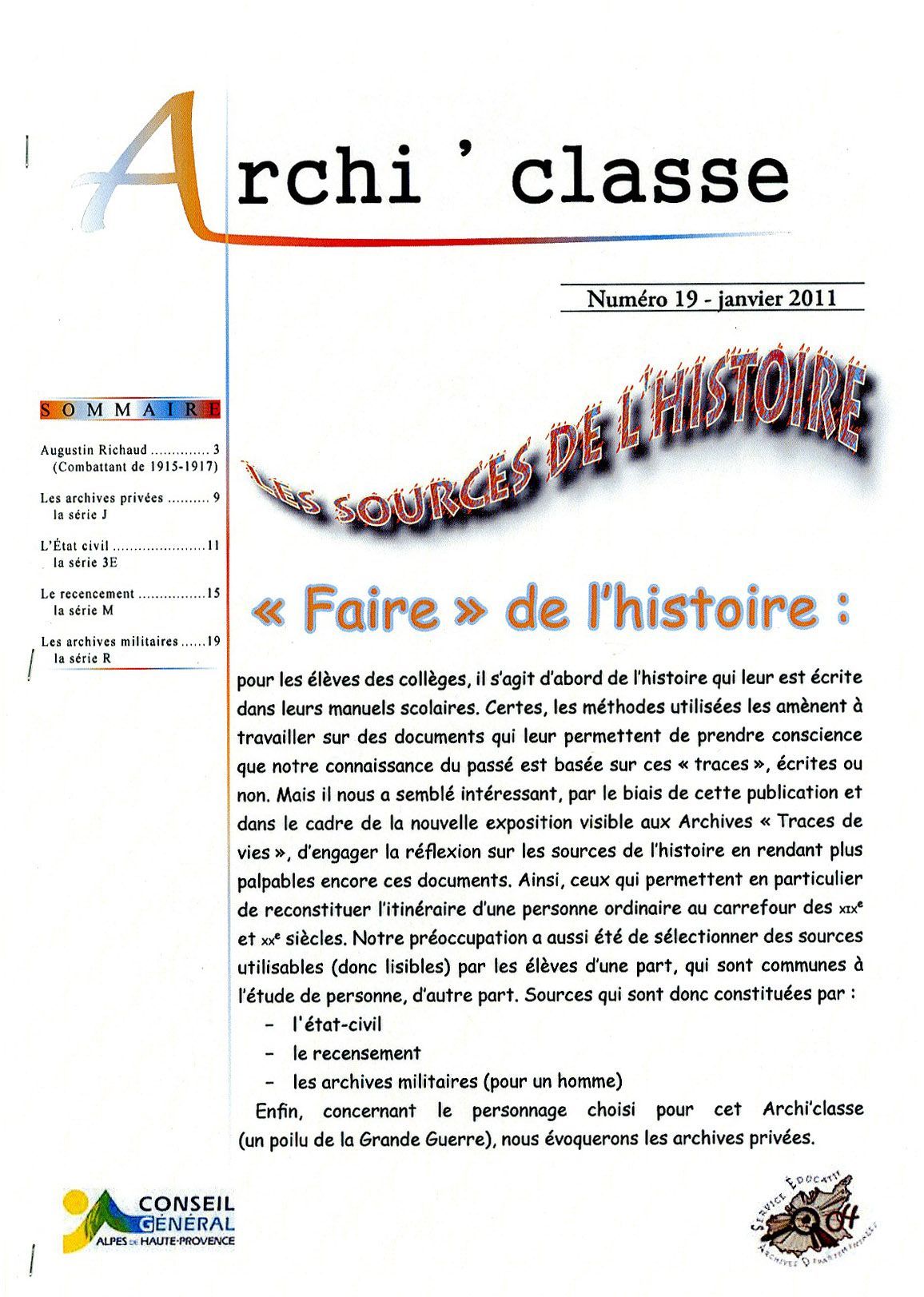 Les sources de l'histoire